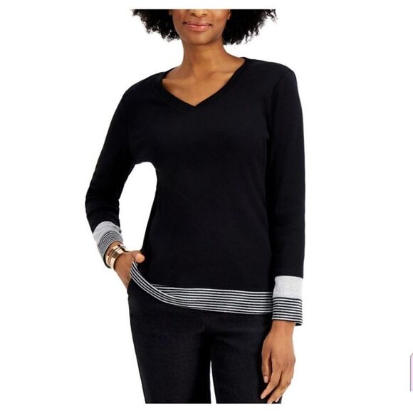 Karen Scott Top Deep Black PL - Picture 1 of 2